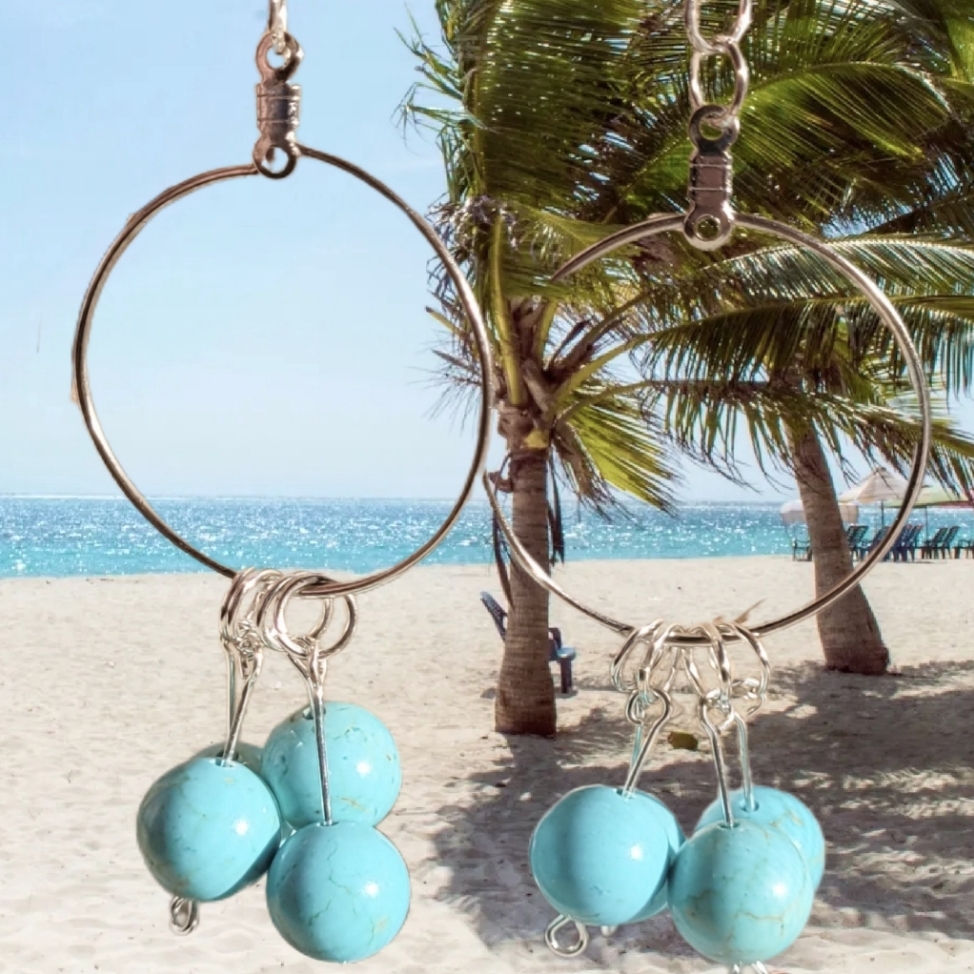 Turquoise Howlite Hoop Earrings